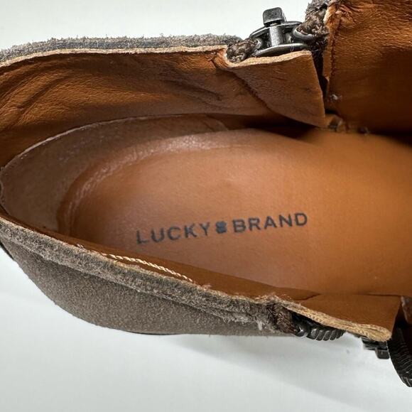 NWOB | Lucky Brand | Basel Suede Flat Bootie | Light Brown | Size 8.5 - Picture 13 of 16